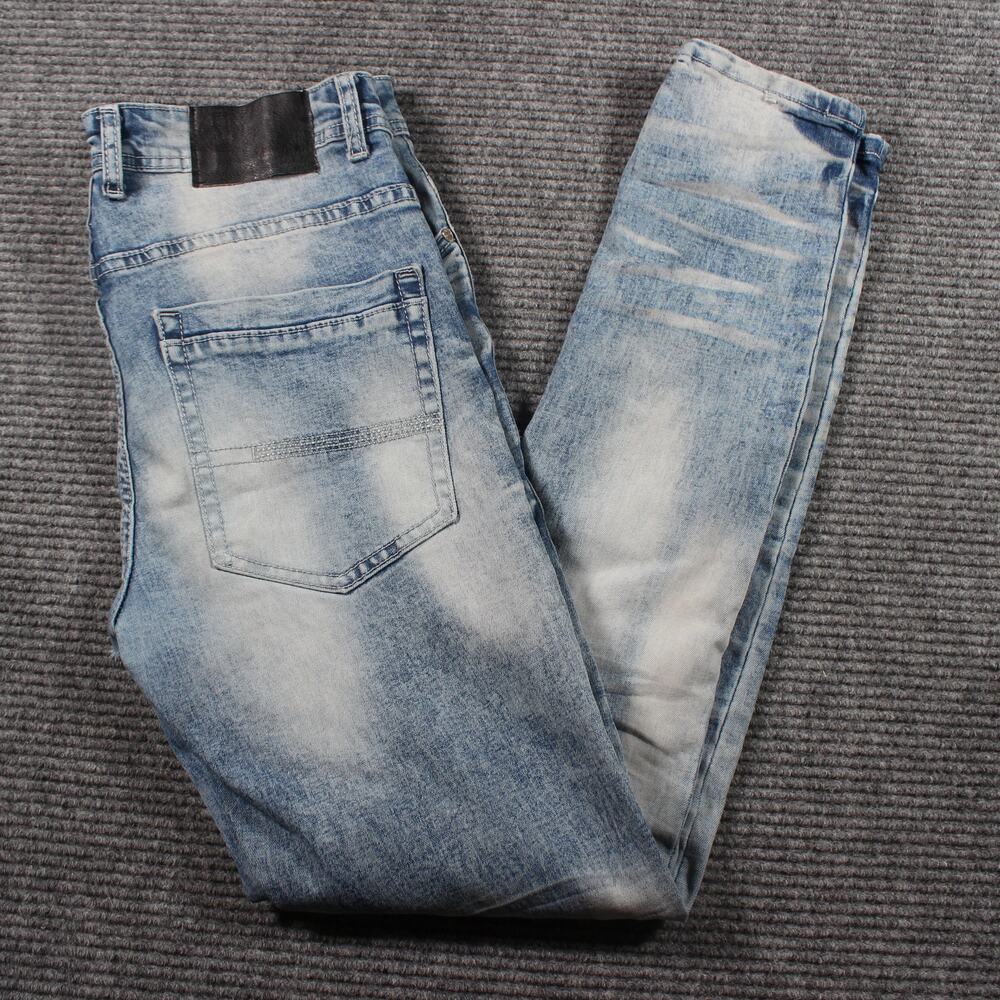 Switch Jeans Mens 30x30 Light Wash Slim Taper Distressed Patchwork